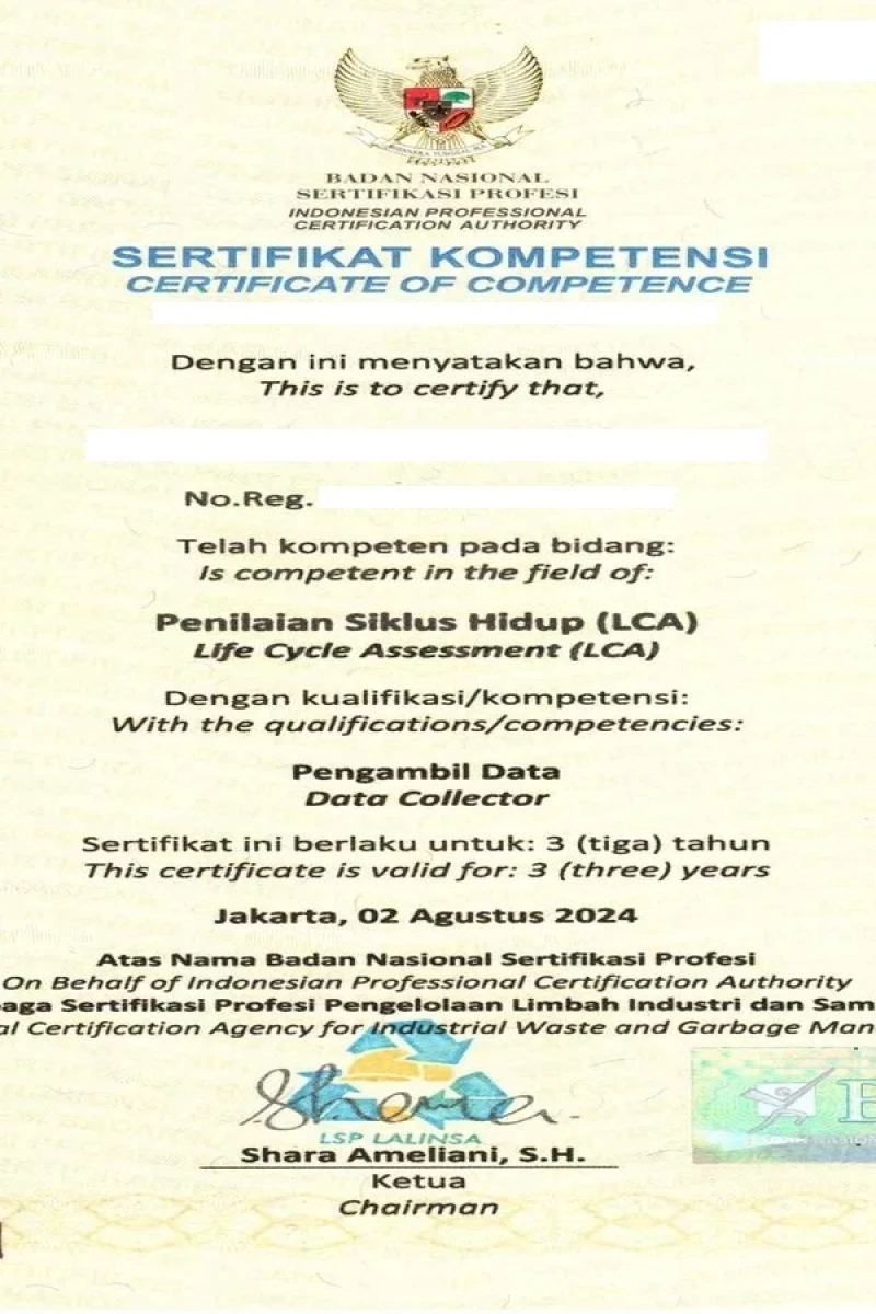Sertifikat LCA